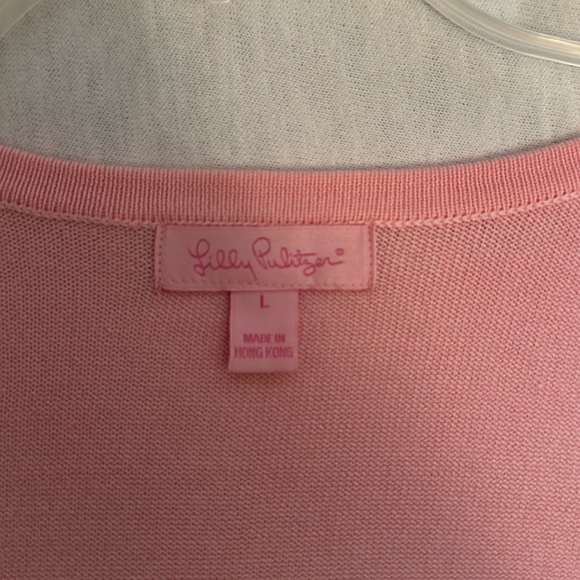Lilly Pulitzer Cropped Cardigan in Pink, 3/4 Sleeve Women’s Size Large - Picture 8 of 9